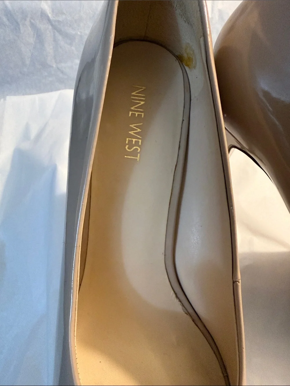 Nine West Nude Patent Peep-Toe Heels
